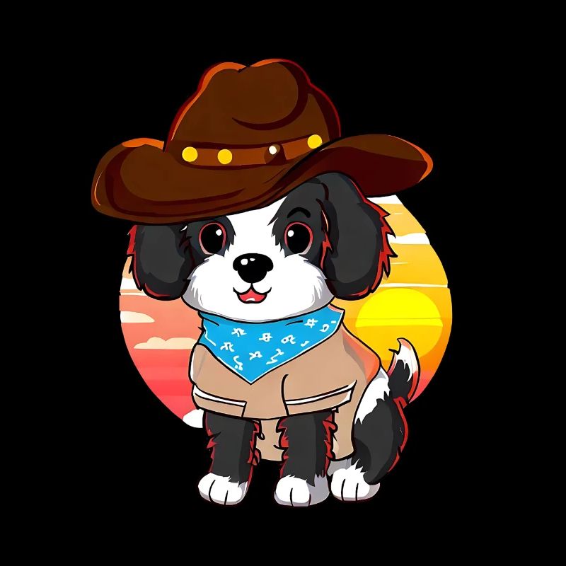 Cowboy dog in sunset
