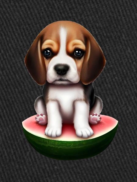 Baby Beagle sur pastèque
