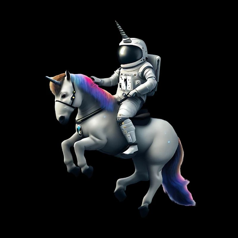 Astronaut auf Einhorn mit Einhorn Helm