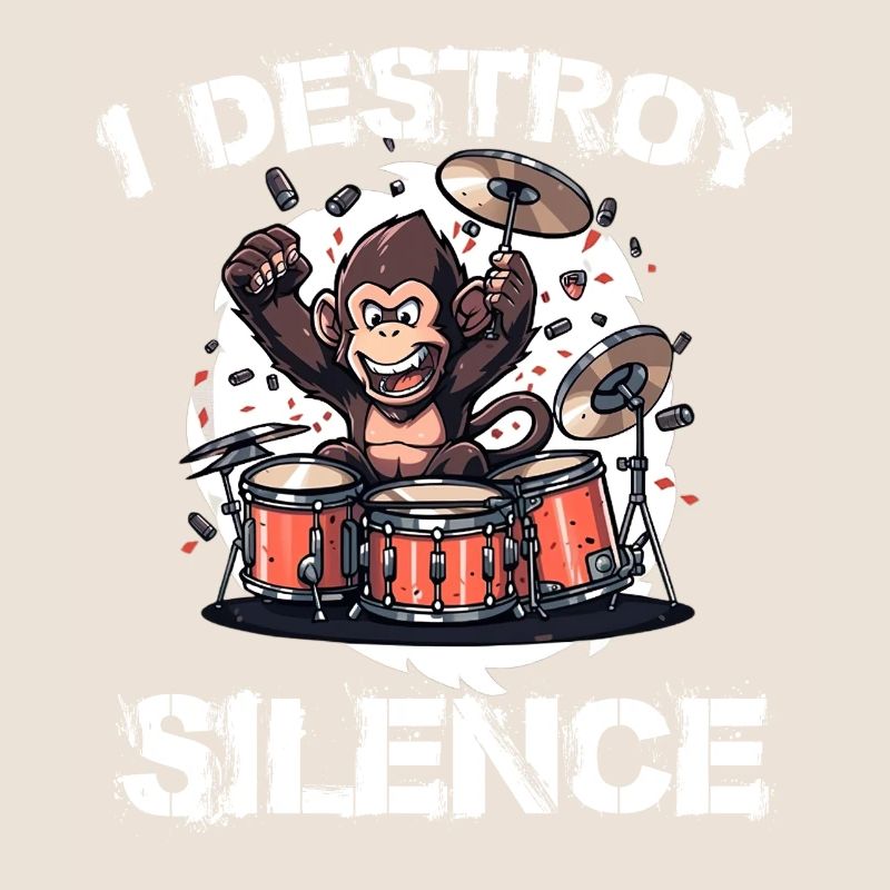 I Destroy Silence Affe Schlagzeug Trommeln