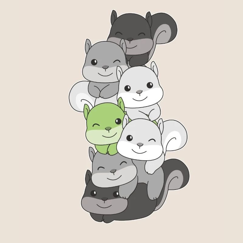 Agender Flag Pride LGBTQ Cute Squirrel Stack