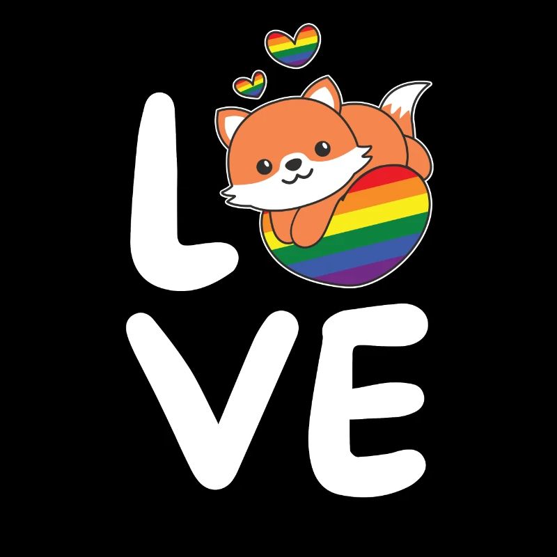 Rainbow Flag Pride LGBTQ Mignon Fox Love