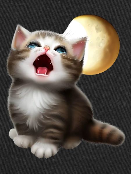 Chat miaulant vers la lune