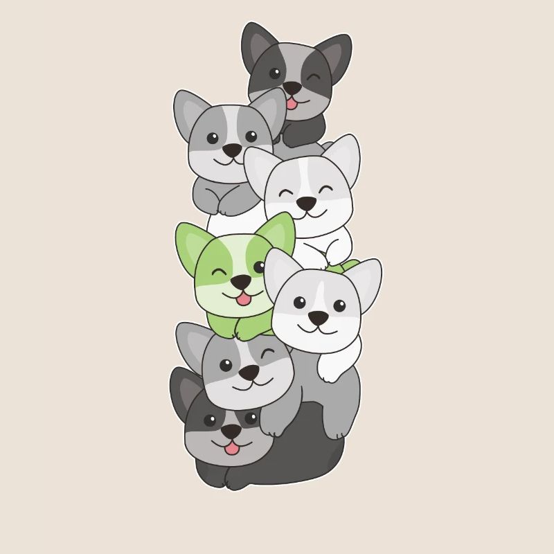Agender Flag Pride LGBTQ Mignon Corgi Stack
