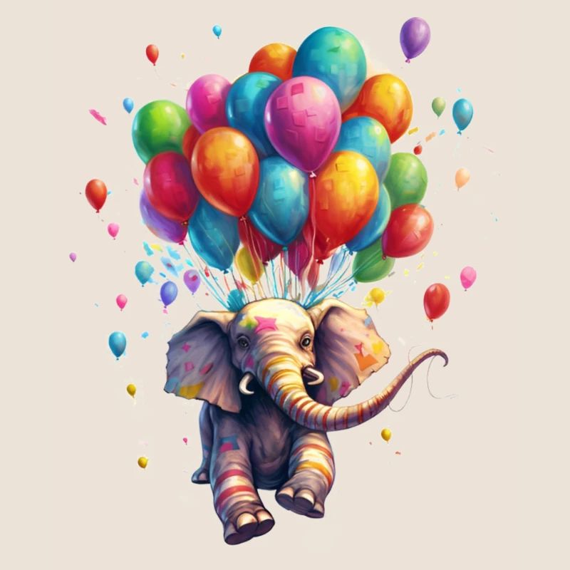 Eléphant volant avec ballons