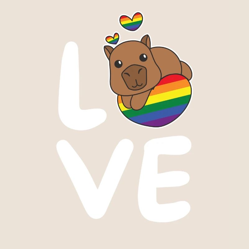 Rainbow Flag Pride LGBTQ Cute Capybara