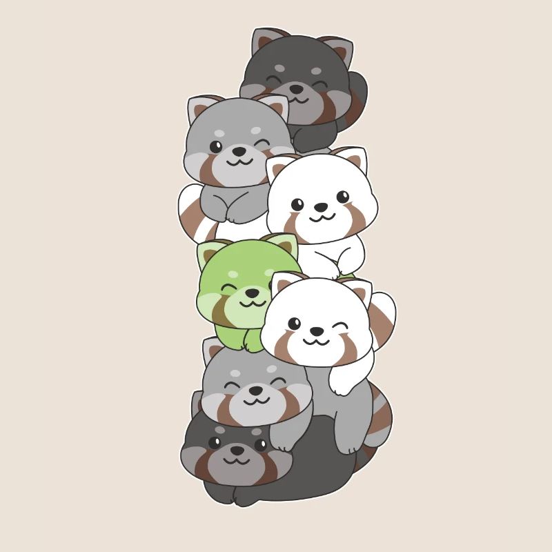 Agender Flag Pride LGBTQ Cute Red Panda Stack