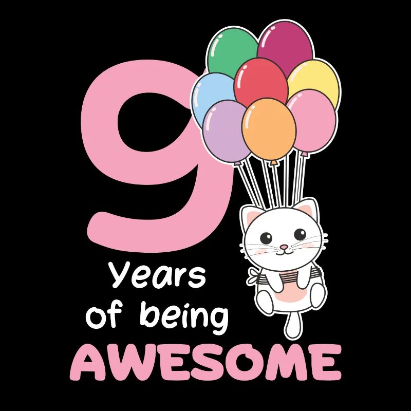 Chat pour les enfants de 9e anniversaire de neuf ans