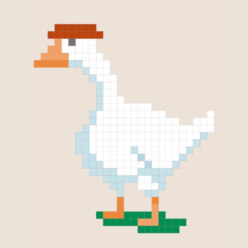 A duck with a pixelated hat
