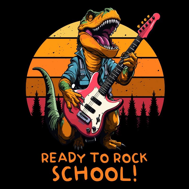 Schulkind Schulanfang Einschulung Retro Dino T-Rex