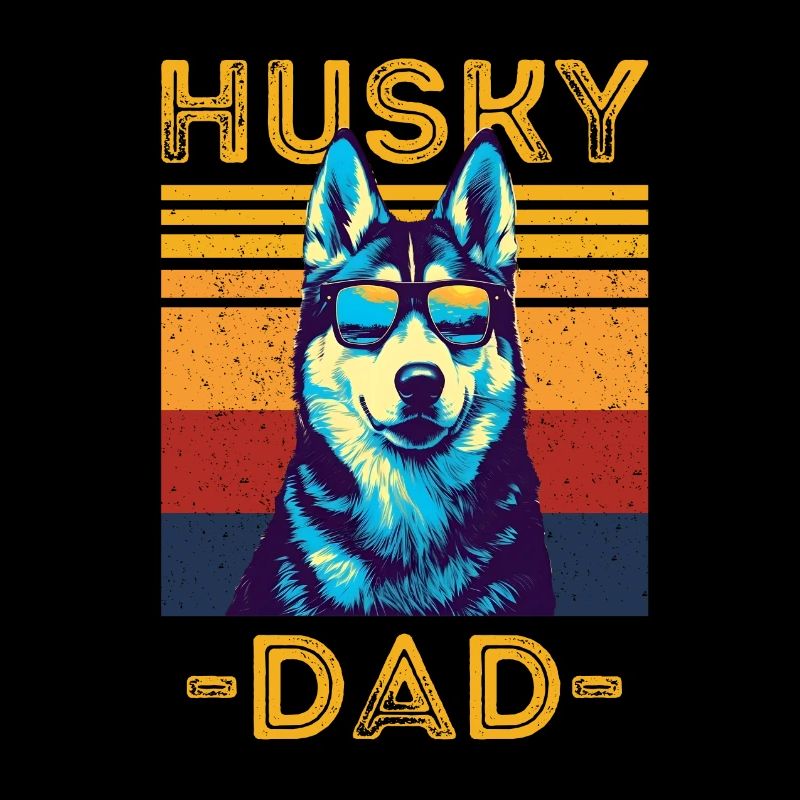 Husky with sunglasses retro
