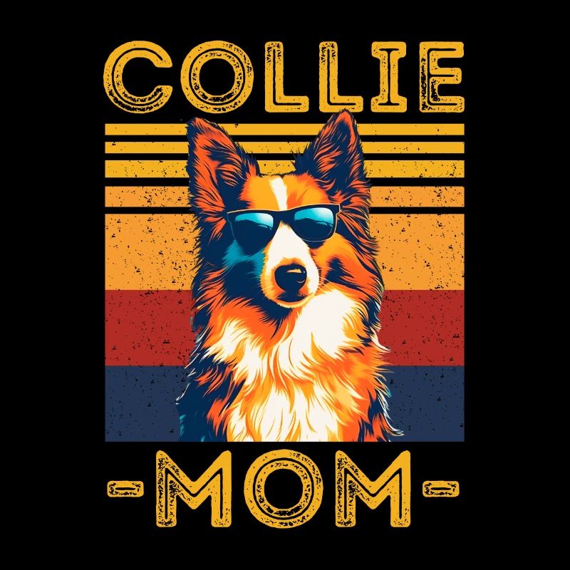 Collie mit sonnenbrille retro
