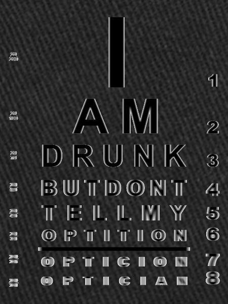 Blurry drunk eye chart