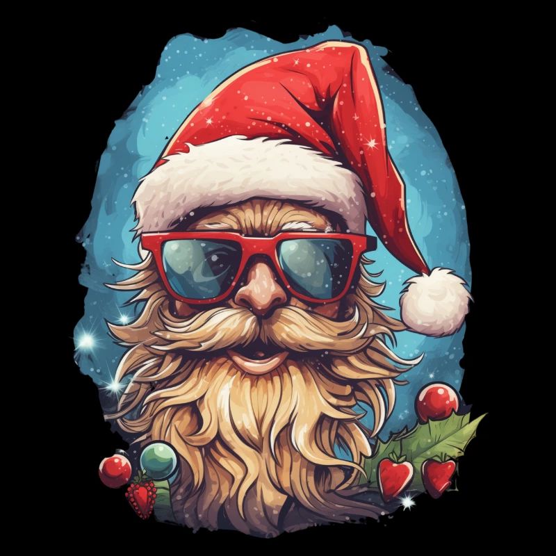 Comic-Kopf des Weihnachtsmanns mit Brille