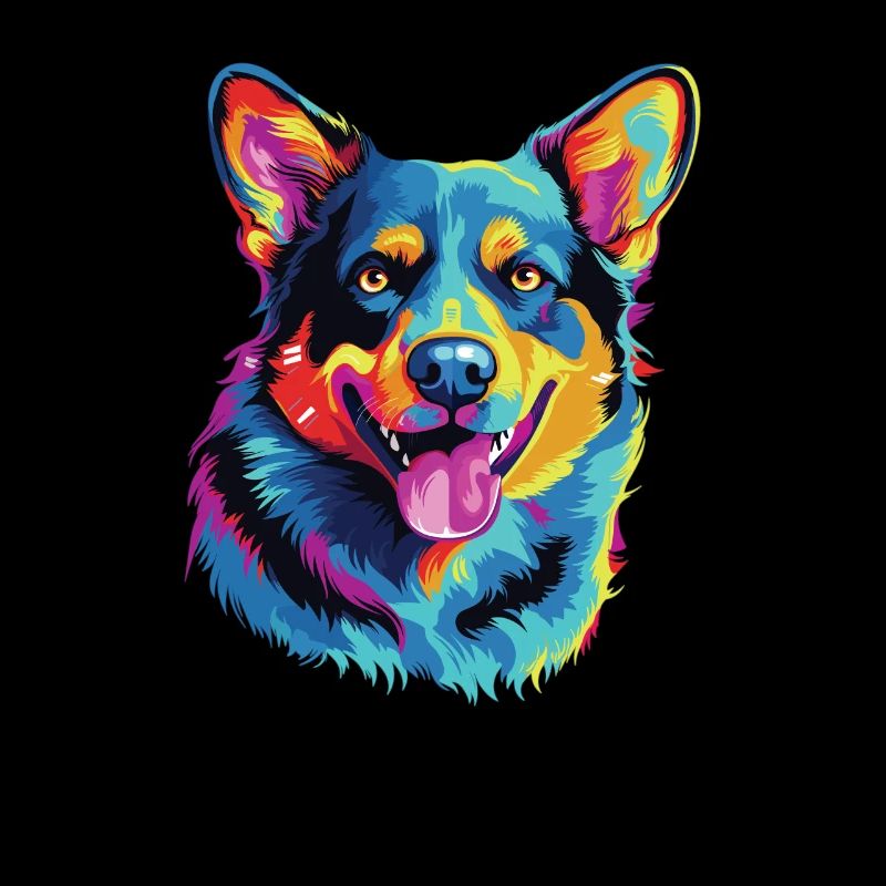 Wasserfarben Farbenfroher Australian Cattle Dog