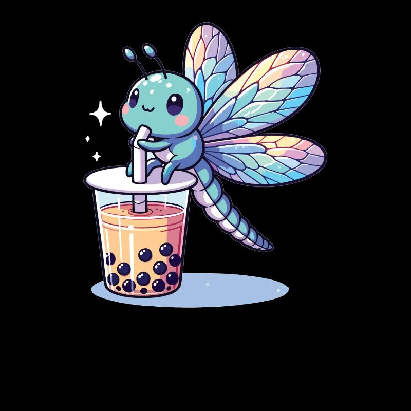 Libellules Kawaii Bubble Tea Boba Libellule