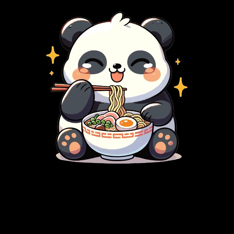 cute panda eats ramen noodles pandas ramen