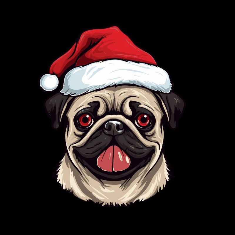 Pug Dog Pug Christmas Head