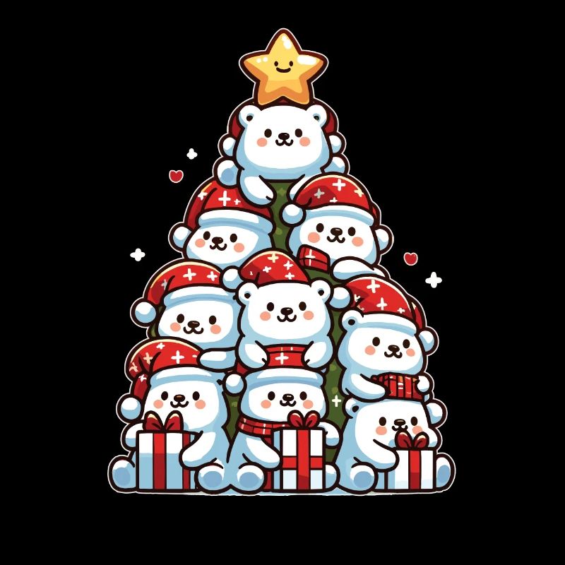 Polar Bear Christmas Tree Merry Christmas
