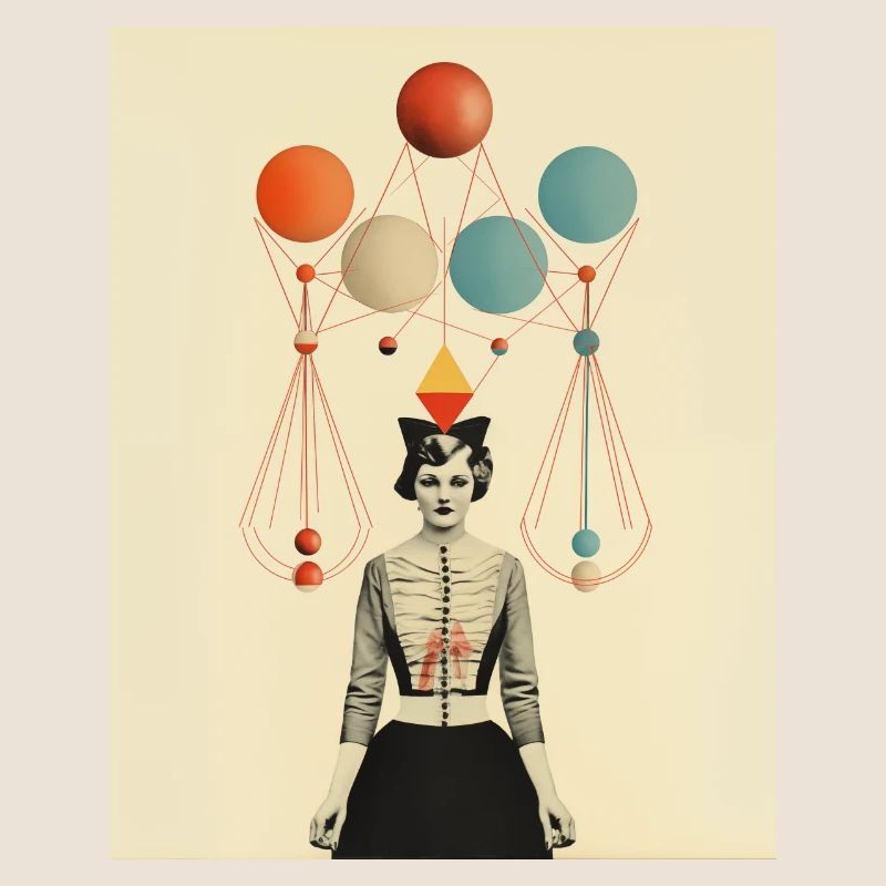 Collage de papier de dame de cirque de pensée