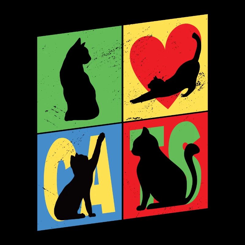 Chat Silhouettes Cat Lover Vintage rétro