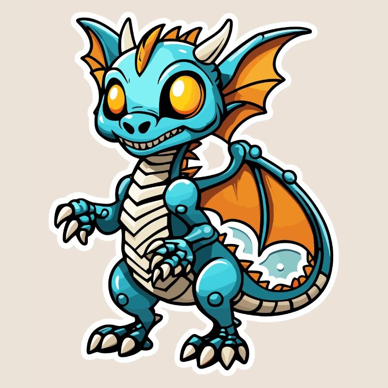 Illustration de squelette de dragon mignon
