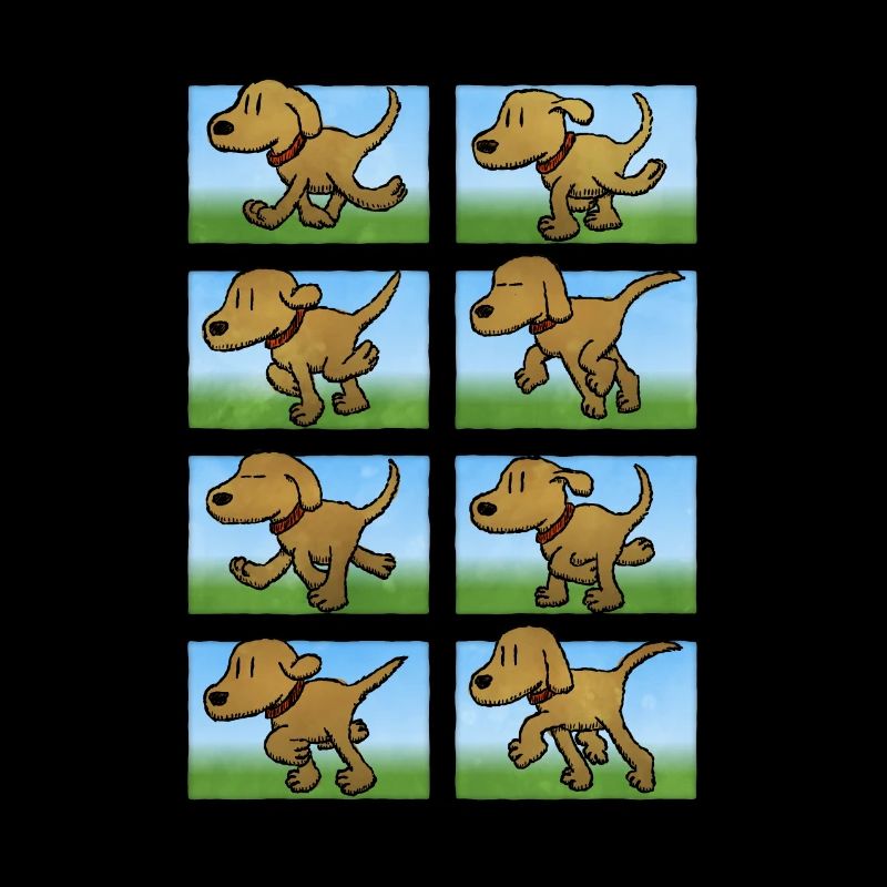 Animated, walking dog