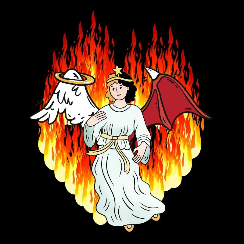 Fiery Hell Beyond Angel Satan Horror Devil