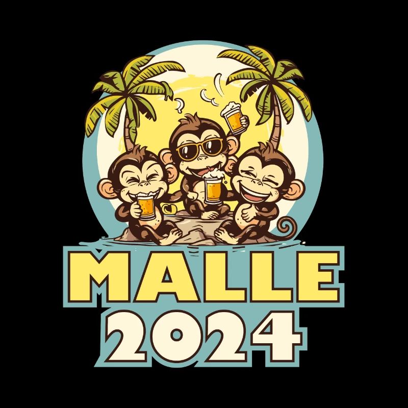 Malle 2024 Mallorca Spruch Affe Bier