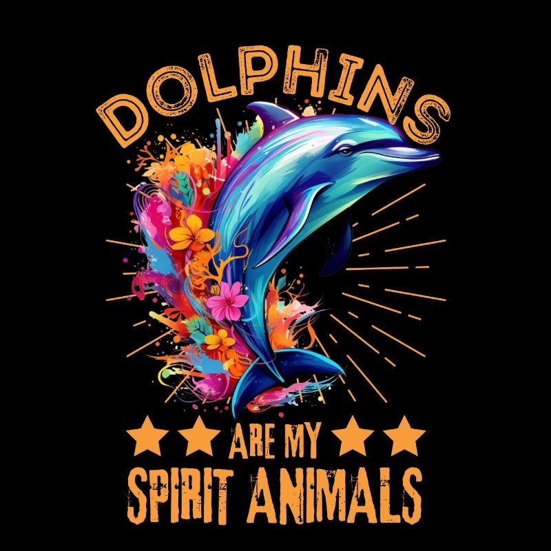 Colorful dolphin paint blobs paint splashes