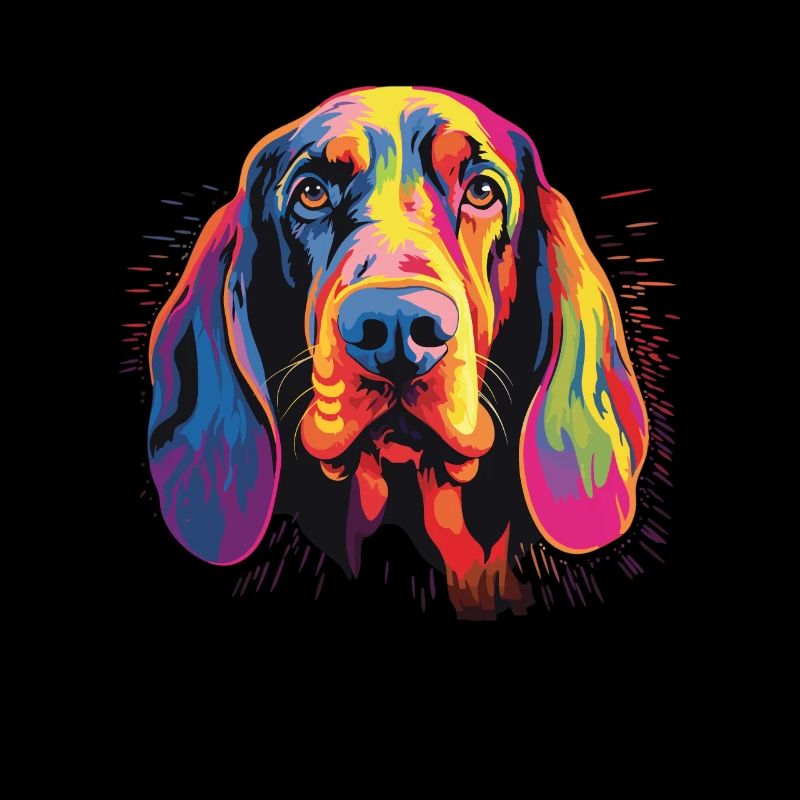 Aquarelle colorée noir et Tan Coonhound
