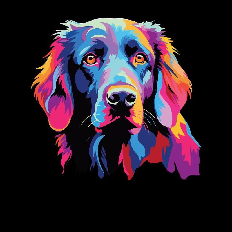 Wasserfarben Farbenfroher Flat Coated Retriever