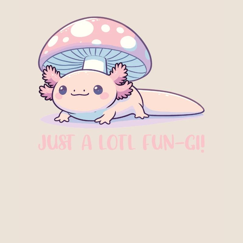 Cute Cottage Core Axolotl With Mushroom Pun