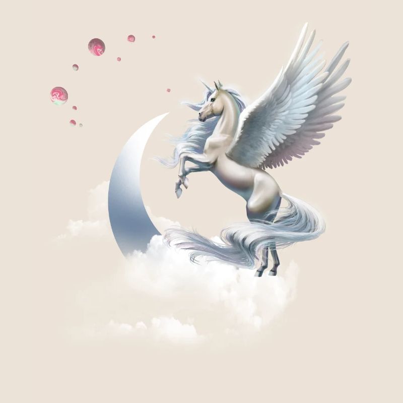 Einhorn oder Pegasus Fliegendes Pferd