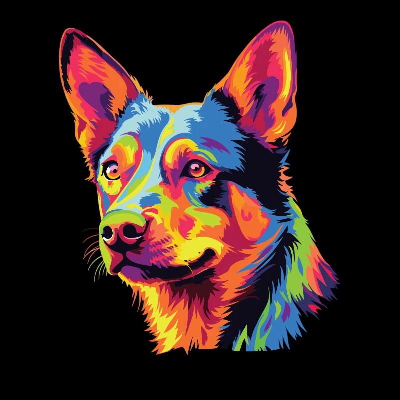 Wasserfarben Farbenfroher Australian Kelpie