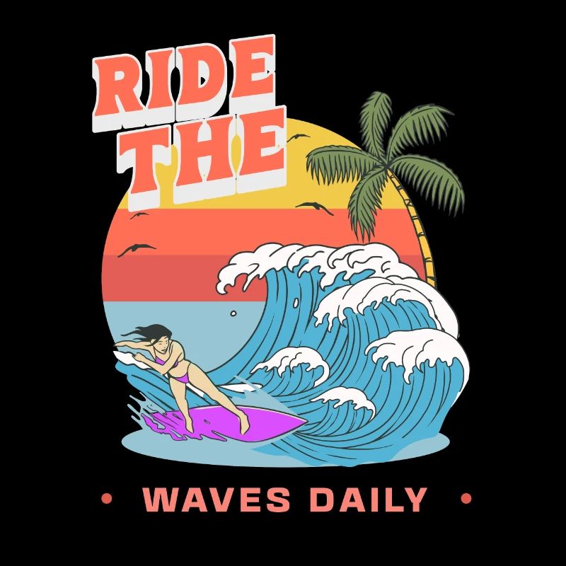 Plage, Océan, Surf, Rétro, Surfers, Mer, Vagues, Été