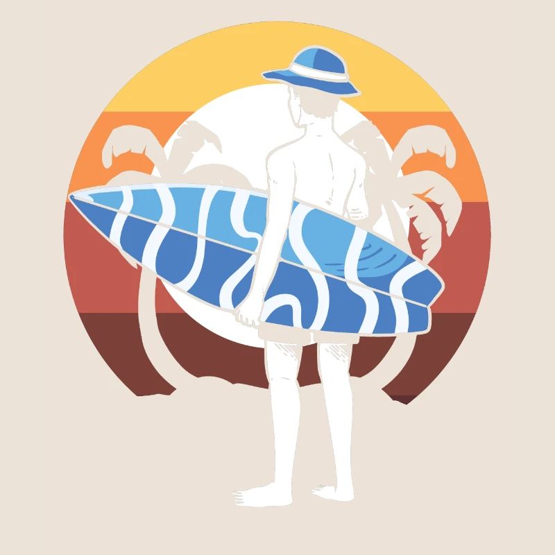 Surfer mit Surfbrett Surflehrer
