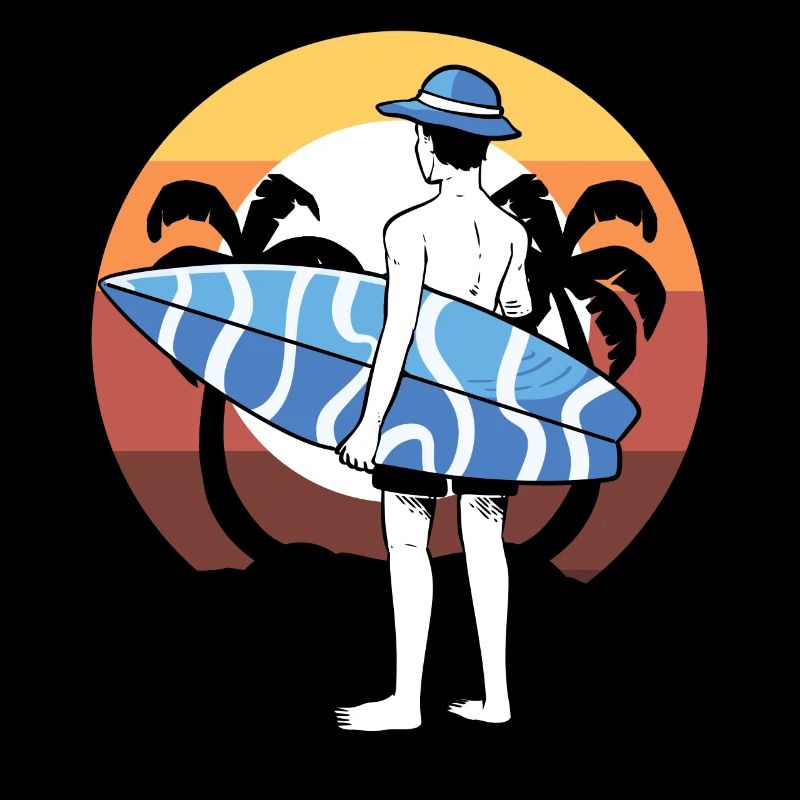 Surfer mit Surfbrett Surflehrer