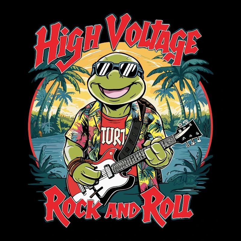 Lustige Schildgröte mit Gitarre Rock and Roll