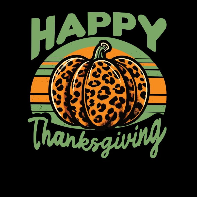 Joyeux ThanksgIving Léopard Citrouille Rétro