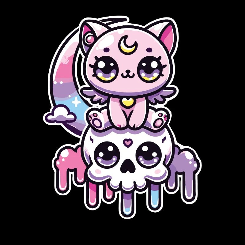Kawaii Gothic Katze Pastellfarben Gothic Goth