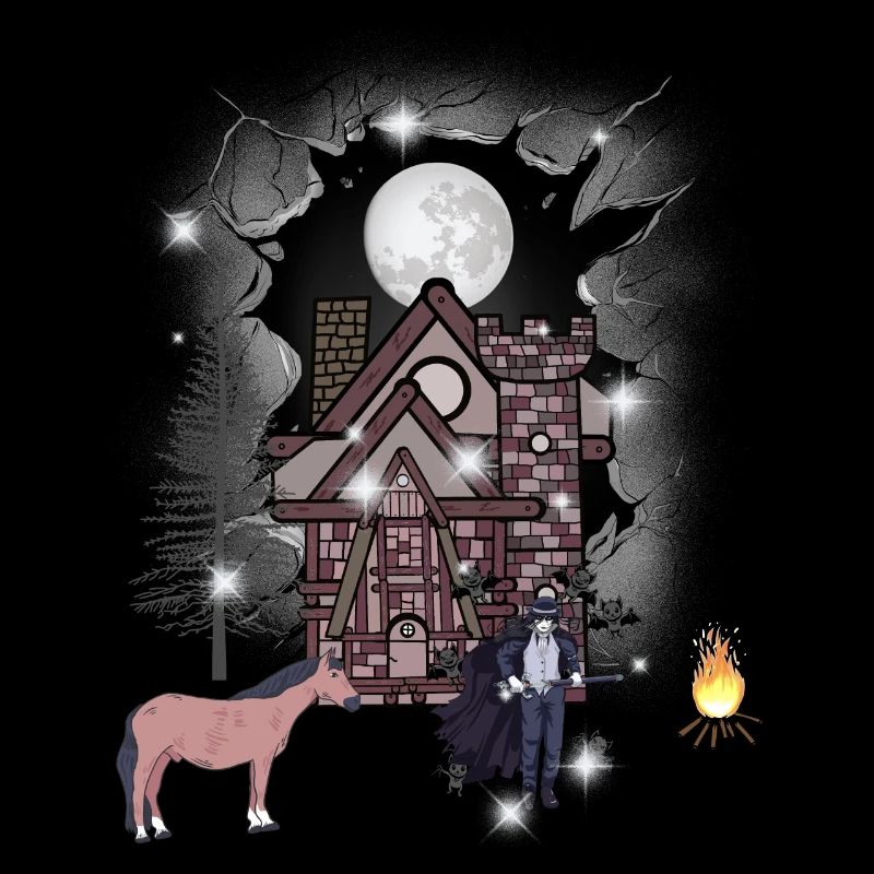 Castle Halloween Mystical Medieval Warrior Moon