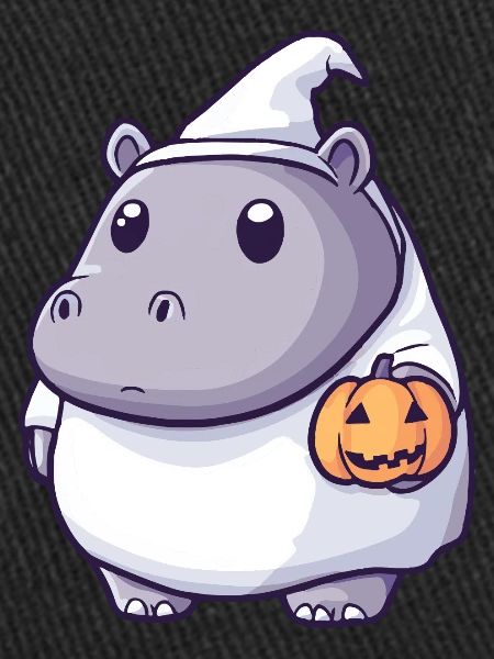 Hippopotamus Halloween Comic Ghost