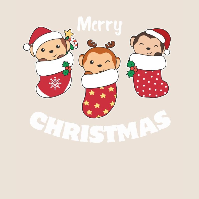 Cute monkey in Christmas sock for Christmas monkey