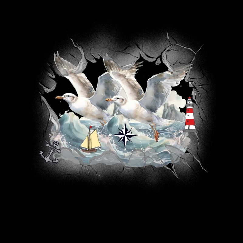 maritime, seafaring, seagulls, seagulls, lighthouses, sailing ships