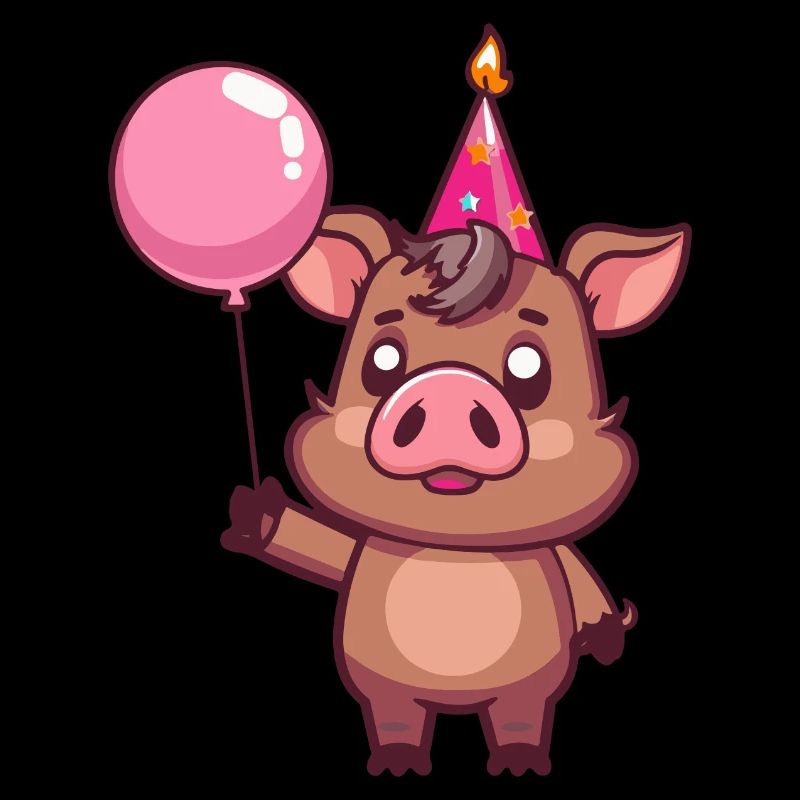 Cochon Anniversaire Bande Dessinée Mignon Sanglier