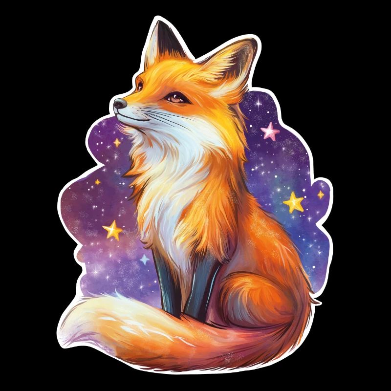 Renard et ciel étoilé