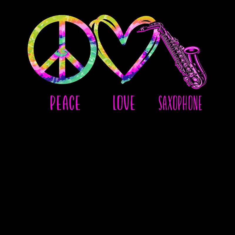 Saxophone Tie Dye Peace Love