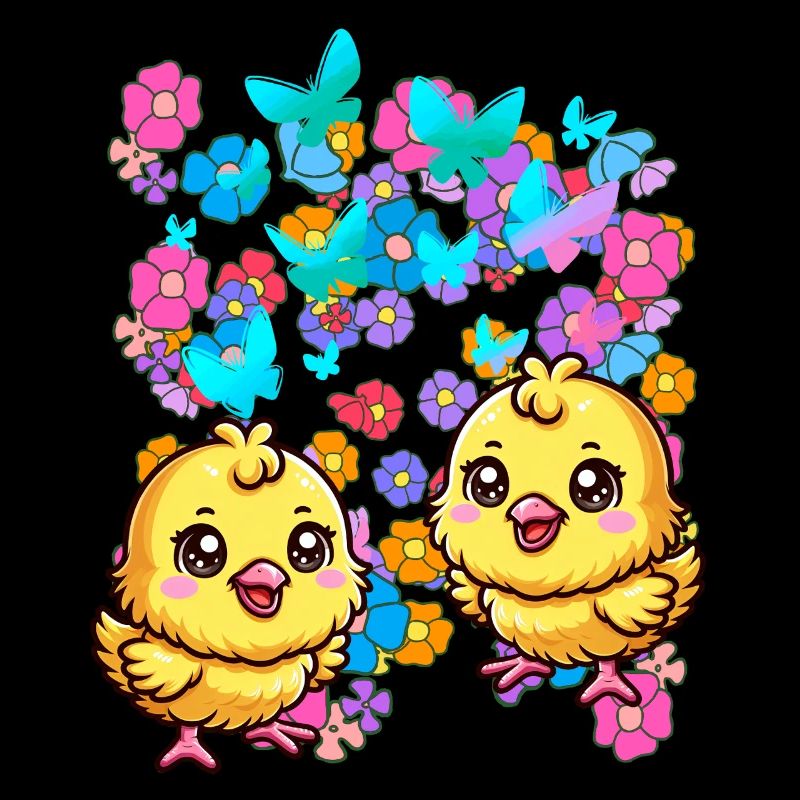 Joyeuses Pâques Fleurs poussin Enfant Enfants Bébé Fleur