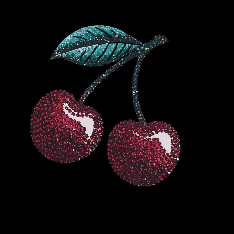 Süße Kirsche mit Glitzernden Blättern Design